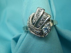 Vintage Circa 1910’s Cocktail Ring 2.2 Ct Lab Created Diamond 14k White Gold