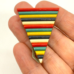 Vintage Dress Clip Multicolor Striped Triangle Acrylic Retro 2 Inches