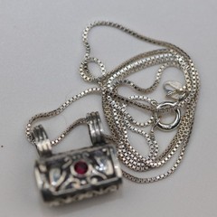 Handbag Locket Amethyst Gemstone Pendant Necklace Sterling Silver