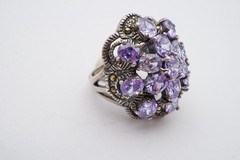 Vintage Sterling Silver 925 Marcasite CZ Ring Size 5