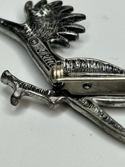 VTG J. Ritter Silver Tone 2 1/2” Figural Road Runner Turquoise Eye Southwest Pin