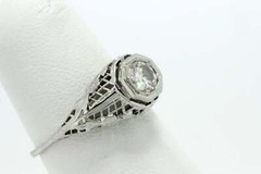 0.66Ct White Round Simulated Diamond Vintage Engagement Ring 925 Sterling Silver