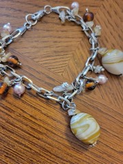 Vtg Estate Bracelet Gemstone Beaded Chain Link Charm Dangle Fashion Jewelry