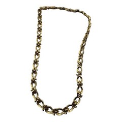 Vintage Gold-Tone Leaf Link Necklace with Rhinestones – Signed “4044”