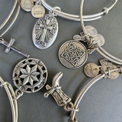 Alex and Ani Silver Tone Charm Bracelet Lot Celtic Knot Armenia Cross & Compass