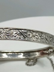 Vintage Silver Tone Filigree Hinged Bracelet Clip Earrings Brooch Set