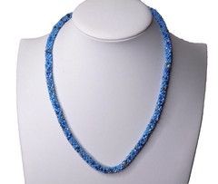 Vintage Nepal Potay Necklace Blue Glass Seed Bead Toggle Closure 17″ to 18″ Long