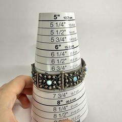 Etruscan Revival Turquoise Glass Silver Tone Vintage Bracelet Jewelry Br195