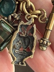 Vintage EXTASIA Signed GLASS INTAGLIO CAMEO Charm BRACELET Victorian Style