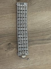Vtg Wide Rhinestone Bracelet Multiple Rows Baguette & Round Cut Stones