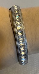 1920s Art Deco Rhinestone Hinged Bangle Signed ALLCO Square Cut Channel Set 7″