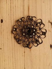 Grey Stones and Dark Silver Brooch Costume Jewellery