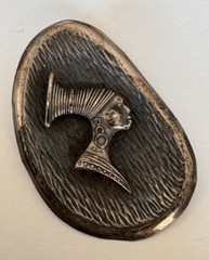 Vintage Nefertiti Brooch Pendant 925 Sterling Silver Handmade Israel Art Jewelry