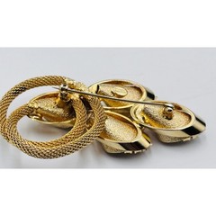 Kramer of New York Vintage Gold Tone Mesh Floral Rhinestone Crystal Brooch Pin