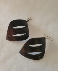 Estate Dangling Pierced Earrings Boho Brown Wooden Minimalist Fashion Jewelry