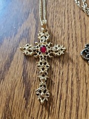 Vintage Avon Cross 3″ & Sarah Coventry Pendant Necklace Lot of 2