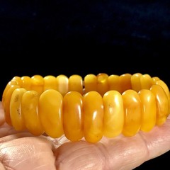 Vintage Natural Baltic Amber Stretch Bracelet Butterscotch Egg Yolk Panels 7,5”