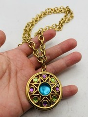 Vintage Gold Tone Pastel Renfaire Medallion Chunky Liz Claiborne 28” Necklace