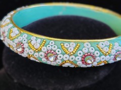 Vintage BOHO CHIC Beadwork Bangle Bracelet vintage Coachella hippie – b1107