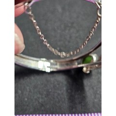 Sorrento Sterling Silver Green Gem Filigree Bangle Bracelet 925 Vintage 2.5in