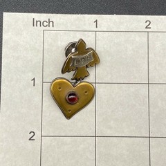 Vintage Paoletti Bird Love Heart Mixed Metals Silver Tac Pin