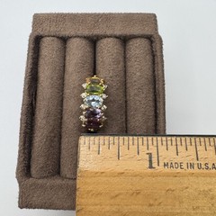 VTG Sterling Silver Multi Gemstone & CZ Gold-Plated Ring Size 7 Fessenden