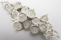 UNUSUAL GEMCRAFT CRAFT SILVERTONE GLASS ART DECO “BUBBLE” BROOCH PIN