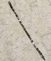 Vintage Anne Kein Chain Bracelet Silver Tone Rhinestone Accents Fold over