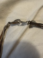 Vintage Tri Tone Twisted Herringbone Necklace Gold Silver Rose Gold Tone Chain