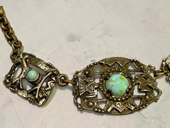 1940’s Southwest Thunderbird Cast Silver Panel Choker Necklace