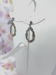 Vtg Sterling Silver 925 Earrings, Drop Wire Wrapped Hoop with Post Backs 1.5″