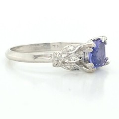 Vintage Platinum Engagement Ring 1.03CT. Natural Blue Sapphire Radiant Shape