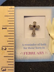 Brooch Pin Pewter Birthstone Cross for February Amethyst .5 Inches 054