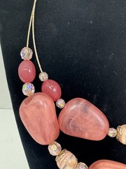Vintage JC Penny NWT MIXIT Goldtone Pink Multi Necklace Pierced Earrings Set New