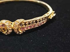 Beautiful Vtg Authentic Ruby Sapphire CZ Cubic Zirconia Gold Plated Bracelet