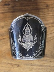 VINTAGE SIAM STERLING SILVER NIELLO WIDE CUFF BRACELET THAI DANCERS 47.95G