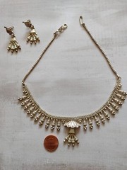 Vintage necklace earrings SET India style silver alloy not sterling lightweight