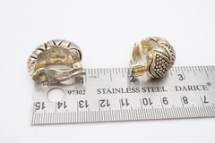 Vintage Clip On Earrings Silver Tone Textured T1