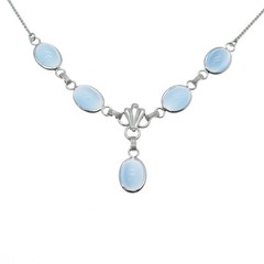 AMCO Sterling Silver Antique Art Deco Apalite Serpentine Chain Necklace 16-18″