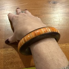 Handcraft Horn Bone and Wood Bangle Bracelet 3 Inch Wide #E284