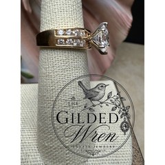 14K Gold Diamonique Simulated Diamond Engagement Ring Vintage 2 Ct Solitaire