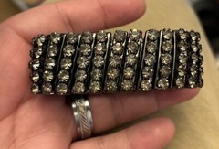 Vintage Black Tone Gray Tone Rhinestone Bracelet Expandable