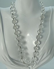 Gorgeous Vintage Deco Sterling Faceted Graduated Crystal Chain Link Necklace 18″
