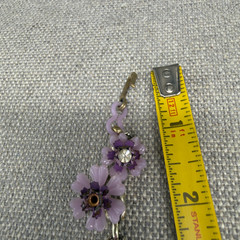Vintage Necklace Acrylic Purple Flowers Rhinestone Centers 15 Inches READ