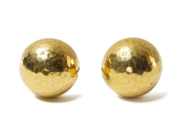 Dior Womens Brushed Gold Domed Round Textured Clip-on Earrings