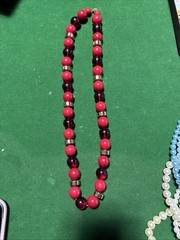 Vintage Red Gold Bead Necklace