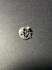 Vtg Sterling Silver Letter ‘G’ & Floral With Pearls Monogram Brooch Pin 3.2g