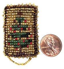 Vintage Handmade Glass Seed Bead Christmas Tree Holiday Pin / Brooch