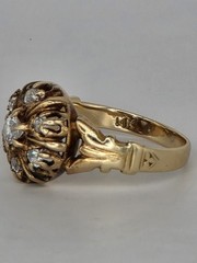 Victorian diamond Ring European cut 14k Yellow Gold Size 6.25