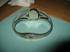 Sterling & Onyx Hinged Clamp Bracelet Taxco TL-57 6 7/8″ 46 grams